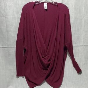 Lane Bryant Draped Open-Front Cardigan - Burgundy Plum